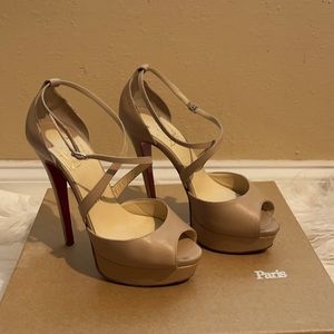 Christian Louboutin Cross Me 150 Kid Nude Pumps 36